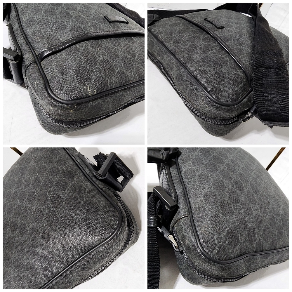 GUCCI GG Supreme Monogram Front Pocket Messenger Bag Black/Grey - Picture 12 of 16